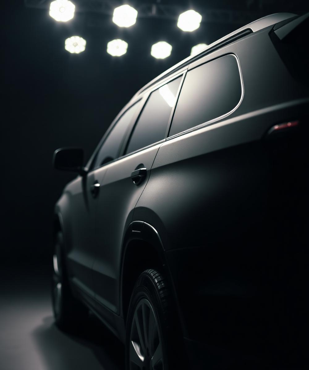 Matte black wrapped vehicle detail